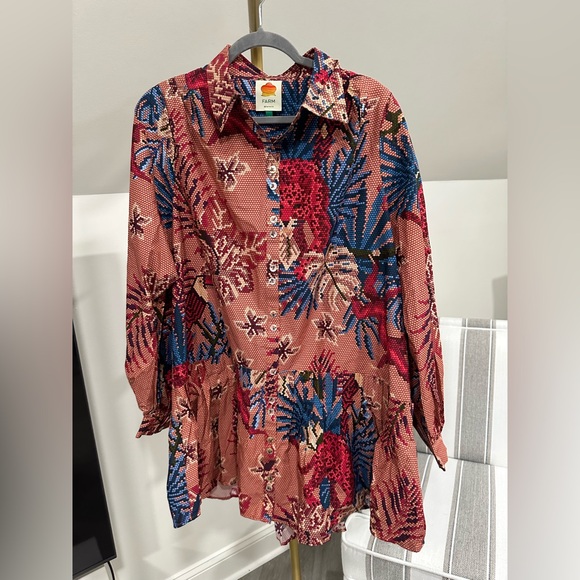 New FARM RIO Beaded Forest Pink Long Sleeve Mini Dress Size Large - Picture 4 of 12